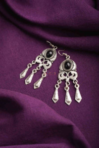Image for Kessa Kpe156 Turkish Tribal Drop Earrings Black