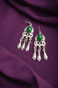 Image for Kessa Kpe156 Turkish Tribal Drop Earrings Green