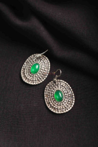 Image for Kessa Kpe158 Turkish Tribal Circular Earrings Green