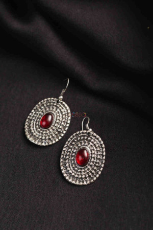 Image for Kessa Kpe158 Turkish Tribal Circular Earrings Red