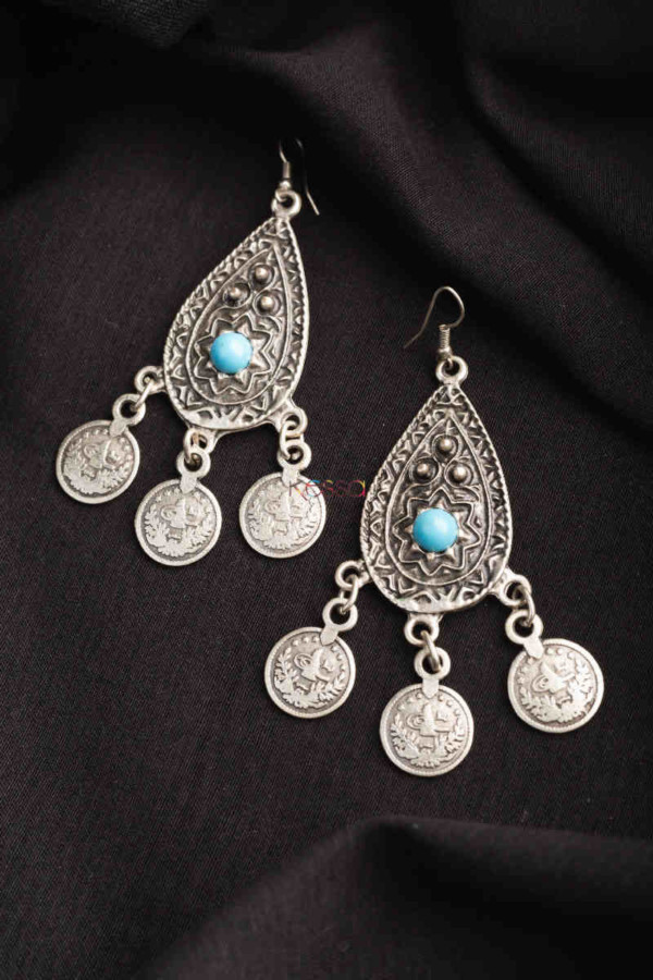 Image for Kessa Kpe172 Turkish Tribal Drop Earrings Blue