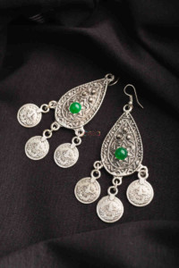 Image for Kessa Kpe172 Turkish Tribal Drop Earrings Green