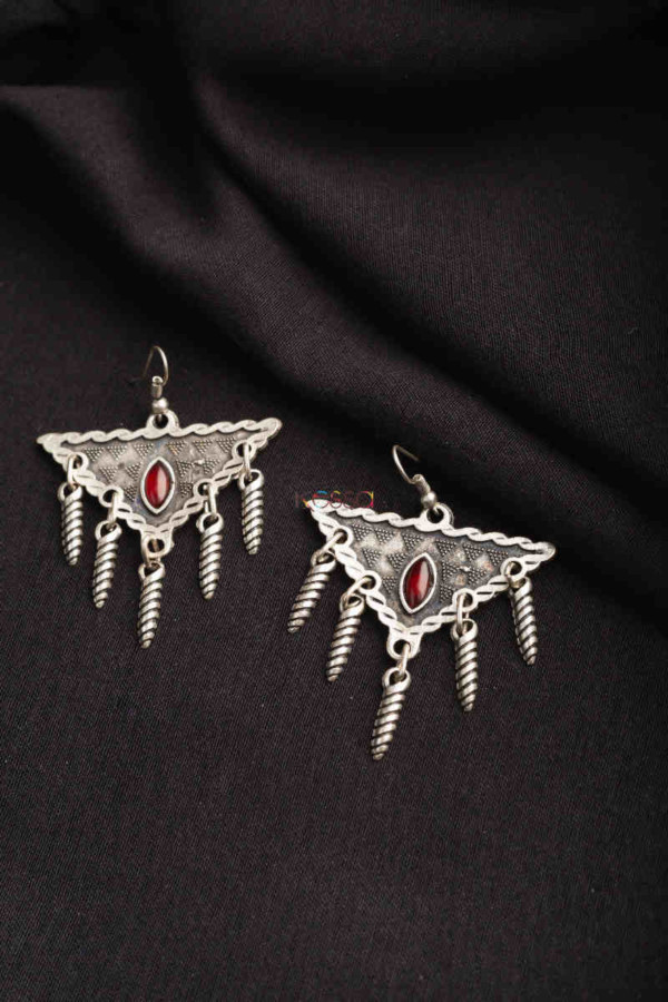 Image for Kessa Kpe173 Turkish Tribal Drop Earrings Red