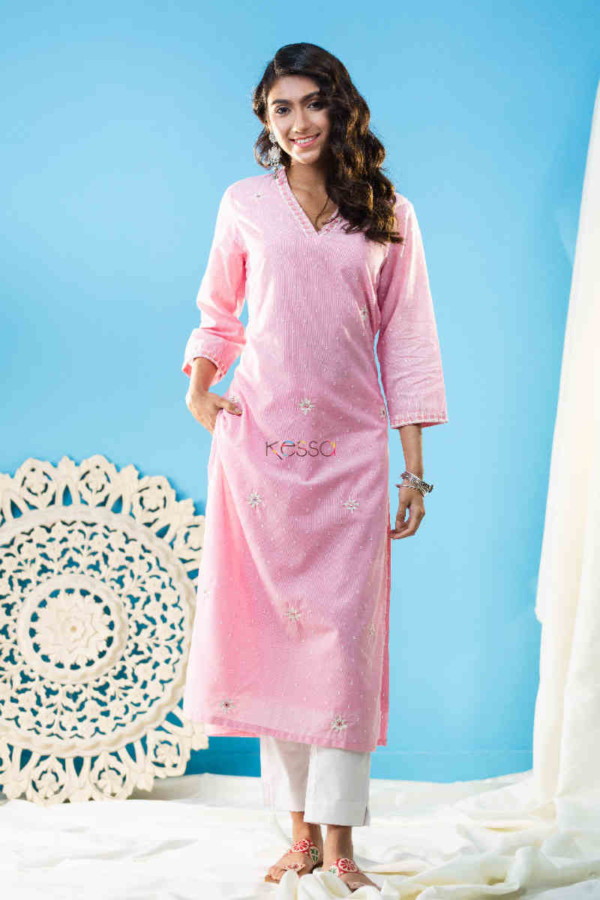 Image for Kessa Ws838 Aasi Handloom Cotton Straight Fit Kurta Front