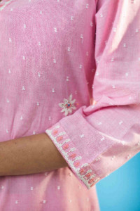 Image for Kessa Ws838 Aasi Handloom Cotton Straight Fit Kurta Sleeves