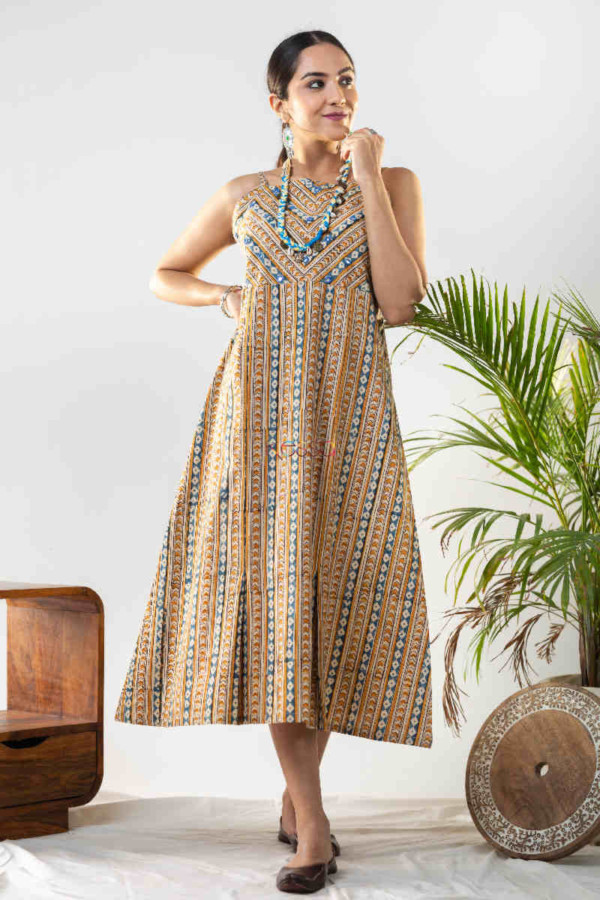 Image for Kessa Ws850 Gyana Kalamkari Strap Dress Look