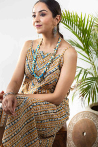 Image for Kessa Ws850 Gyana Kalamkari Strap Dress Sitting