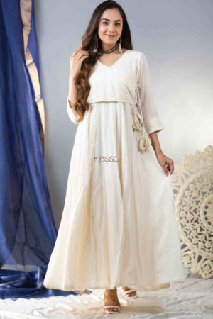 Image for Kessa Ws853 Malini Long Cotton Dobby Angrakha Dress Featured
