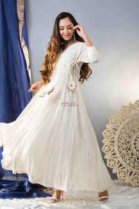 Image for Kessa Ws853 Malini Long Cotton Dobby Angrakha Dress Look