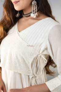 Image for Kessa Ws853 Malini Long Cotton Dobby Angrakha Dress Sleeve