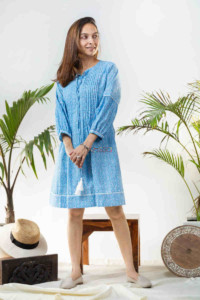 Image for Kessa Avdaf132 Oishi Powder Blue Dress Front