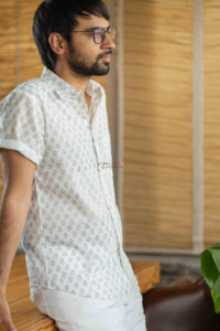 Image for Kessa Awk48 Asav Men Block Print Half Sleeves Shirt Side