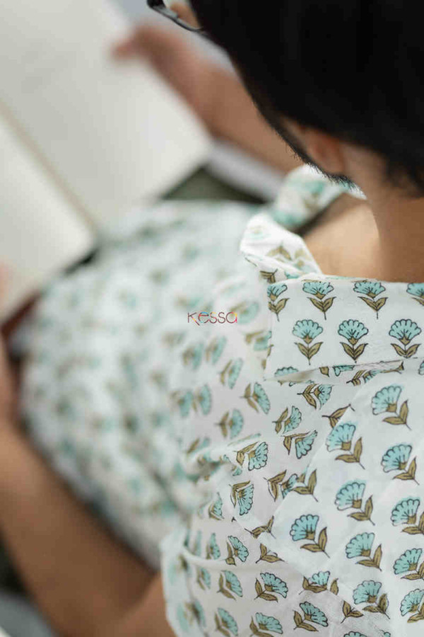 Image for Kessa Awk49 Atulya Men Block Print Half Sleeves Shirt Closeup