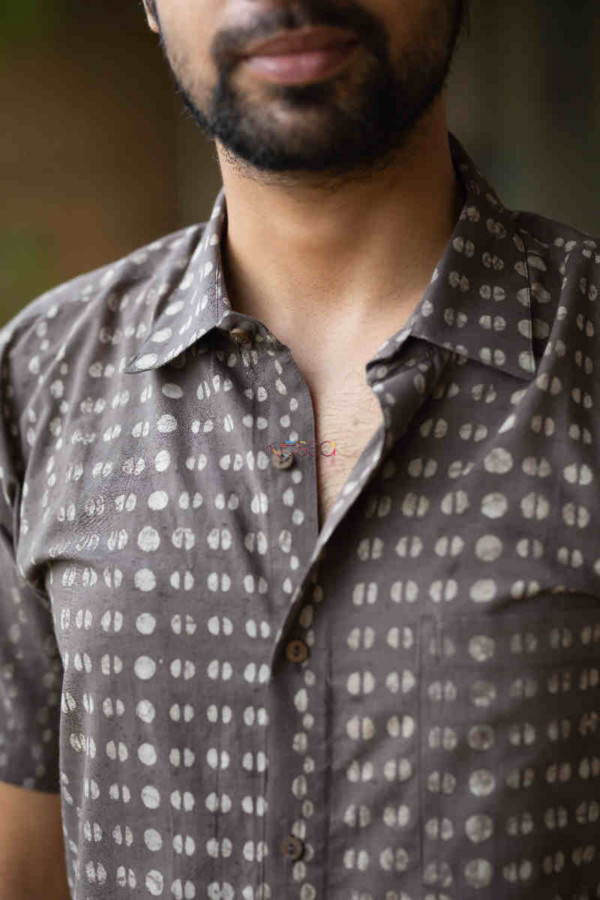 Image for Kessa Bpr05 Bidyut Block Print Men Half Sleeves Shirt Closeup
