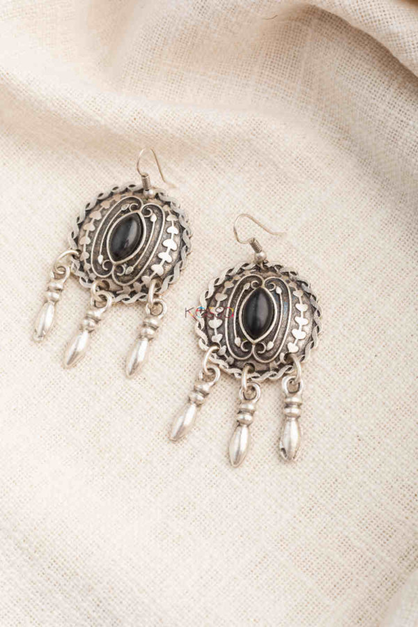 Image for Kessa Kpe186 Turkish Tribal Circular Drop Earrings Black