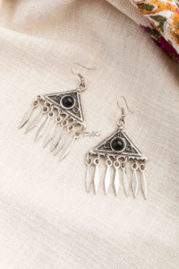 Image for Kessa Kpe188 Turkish Tribal Stone Drop Earrings Black