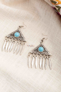 Image for Kessa Kpe188 Turkish Tribal Stone Drop Earrings Blue