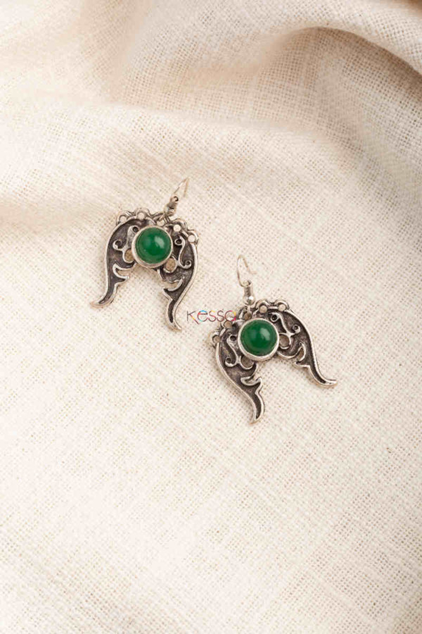 Image for Kessa Kpe191 Turkish Tribal Shape Earrings Green