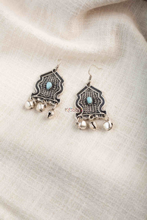 Image for Kessa Kpe199 Turkish Tribal Stone Earrings Blue
