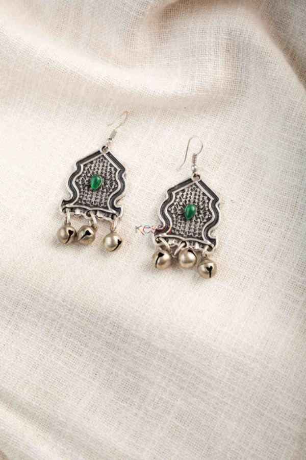 Image for Kessa Kpe199 Turkish Tribal Stone Earrings Green