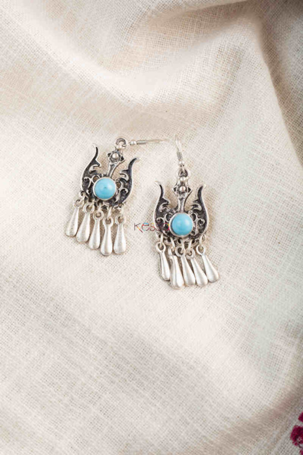 Image for Kessa Kpe208 Turkish Tribal Drop Earrings Blue