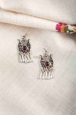 Image for Kessa Kpe208 Turkish Tribal Drop Earrings Red