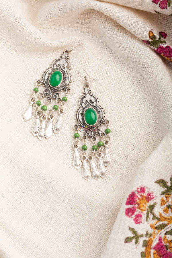 Image for Kessa Kpe209 Turkish Tribal Circular Earrings Green