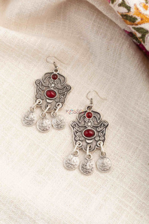 Image for Kessa Kpe211 Turkish Tribal Shape Earrings Red