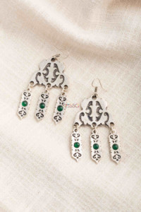 Image for Kessa Kpe217 Turkish Tribal Shape Earrings Green