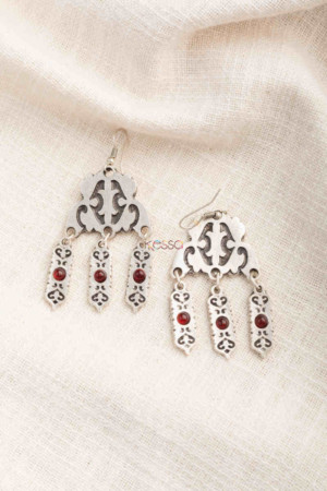 Image for Kessa Kpe217 Turkish Tribal Shape Earrings Red