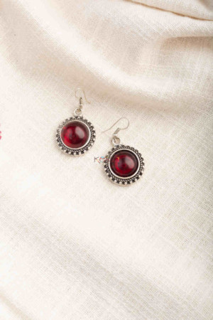 Image for Kessa Kpe219 Turkish Tribal Circular Earrings Red