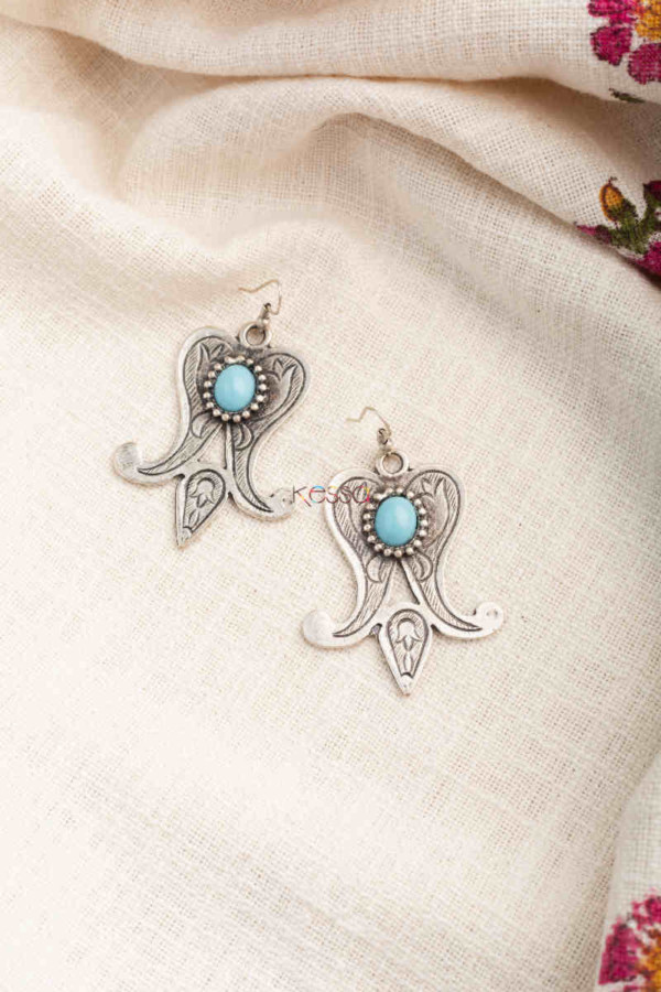 Image for Kessa Kpe220 Turkish Tribal Shape Earrings Blue