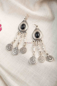 Image for Kessa Kpe222 Turkish Tribal Circular Earrings Black