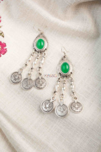 Image for Kessa Kpe222 Turkish Tribal Circular Earrings Green