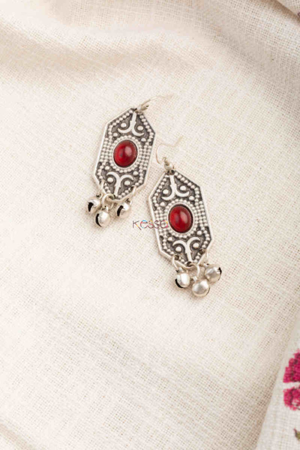 Image for Kessa Kpe232 Turkish Tribal Motif Earrings Red