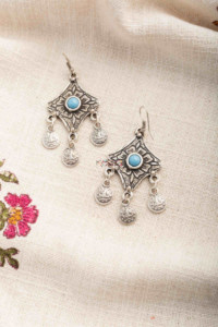 Image for Kessa Kpe244 Turkish Stone Coin Earring Blue