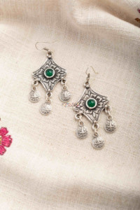Image for Kessa Kpe244 Turkish Stone Coin Earring Green
