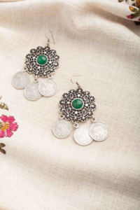 Image for Kessa Kpe245 Turkish Circular Coin Earring Green