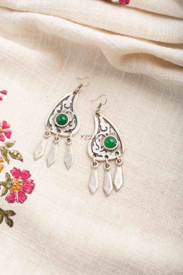 Image for Kessa Kpe249 Turkish Stone Pendant Earring Green