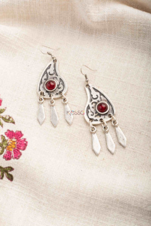 Image for Kessa Kpe249 Turkish Stone Pendant Earring Red