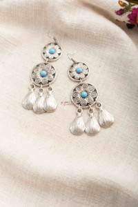 Image for Kessa Kpe253 Turkish Stone Coin Earring Blue