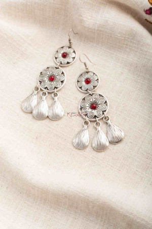 Image for Kessa Kpe253 Turkish Stone Coin Earring Red