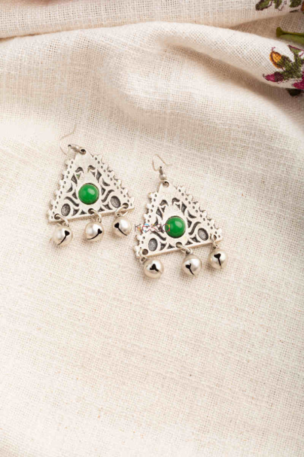 Image for Kessa Kpe258 Turkish Stone Ghunghroo Earring Green