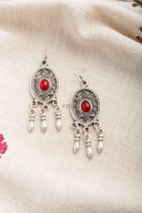 Image for Kessa Kpe260 Turkish Stone Drop Earring 1 Red