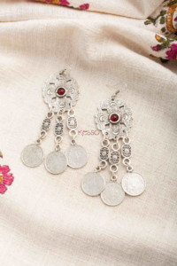 Image for Kessa Kpe261 Turkish Stone Coin Earring Red