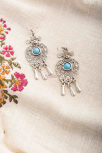 Image for Kessa Kpe263 Turkish Stone Coin Earring Blue