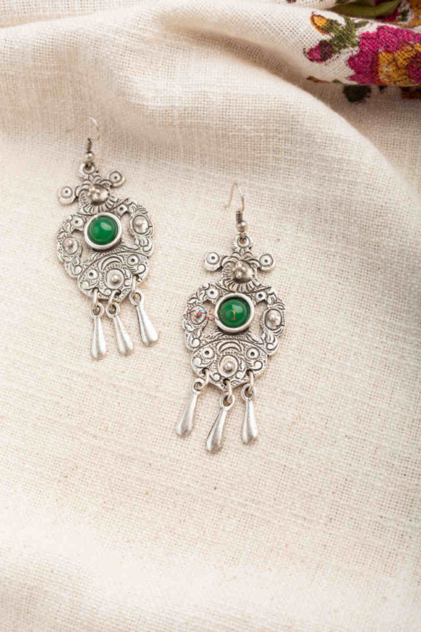 Image for Kessa Kpe263 Turkish Stone Coin Earring Green