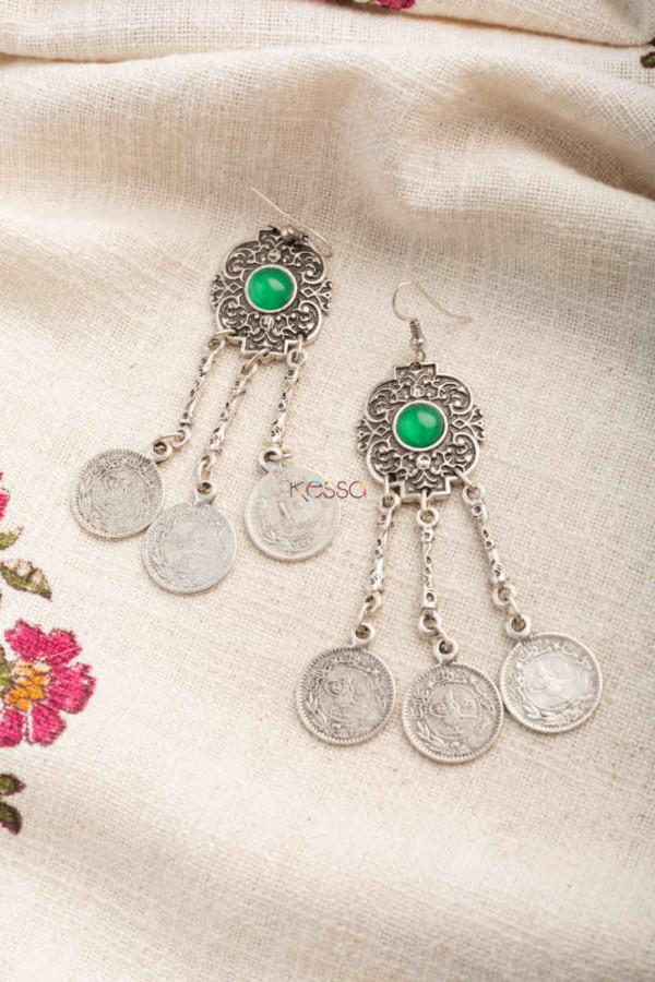 Image for Kessa Kpe264 Turkish Stone Chain Earring Green