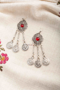 Image for Kessa Kpe264 Turkish Stone Chain Earring Red