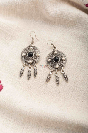 Image for Kessa Kpe266 Turkish Stone Circular Earring Black